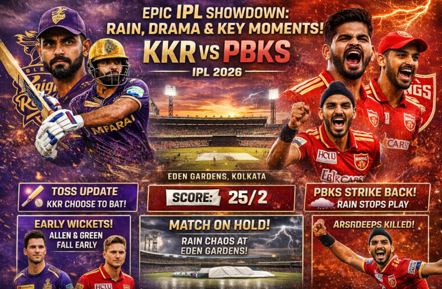 KKR vs PBKS IPL 2026: Rain Drama, Team Crisis & Explosive Showdown at Eden Gardens!
