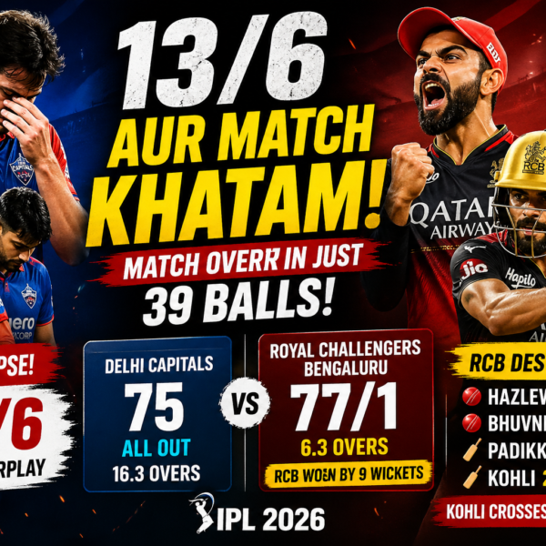 RCB vs DC 2026: 13/6 Collapse! Match Over&hellip;